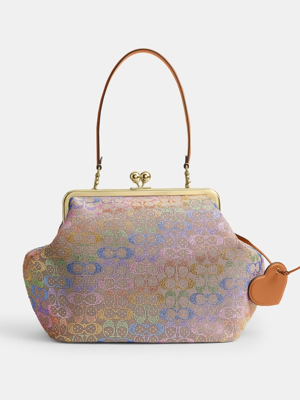 Coach Large Kisslock Frame Bag In Crystal Signature Jacquard